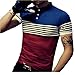 LOGEEYAR Mens Summer Slim Fit Contrast Color Stitching Stripe Short Sleeve Polo Casual T-Shirts (Small, 508-red)