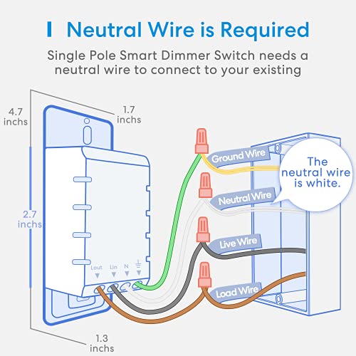 Smart Dimmer Switch, 2.4GHz WiFi Light Switches for Dimmable LED Light