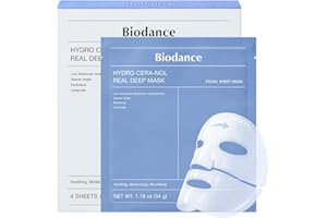 BIODANCE Hydro Cera-nol Real Deep Mask, Hydrogel Mask, Soothing, Moisturising, Nutritious, Korean Skin Care, 34 g x 4 PiecesB