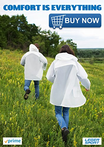 image for Leger sport Durable EVA The Best Rain Poncho Unisex Men Women - Reusab