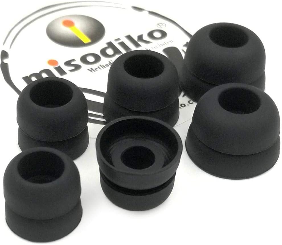 misodiko S450D Silicone Earbuds Tips - for Sennheiser CX 200 215 300 II, IE80/ Beats X, Powerbeats/Smokin' Buds, Ink'd, Method/KZ AS10 ZS10- Replacement Earphoes Eartips (3-Pairs, S/M/L)