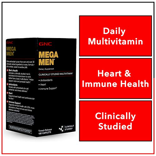 GNC Mega Men Multivitamin for Men, 180 Count, Antioxidants, Heart