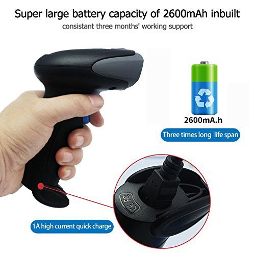 NYEAR Handheld Wireless and Wired Two in one USB Barcode Scanner, 1D Handheld Inventory Laser Bar Code Reader with Automatic Continuous Scan for Computer Windows with USB Cable with APP Support