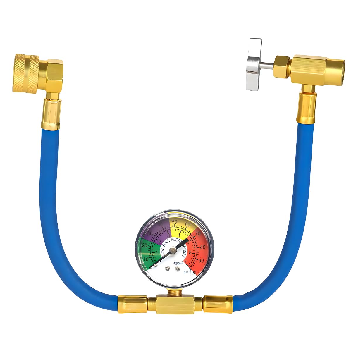 Photo 1 of Ohleats R134A Refrigerant Charge Hose Kit, 18.1" R134a AC Refrigerant Charging Hose with Gauge, Auto A/C Refrigerant Dispensing Valve Recharge Nylon Hose Kit, Car Accessories (46cm)