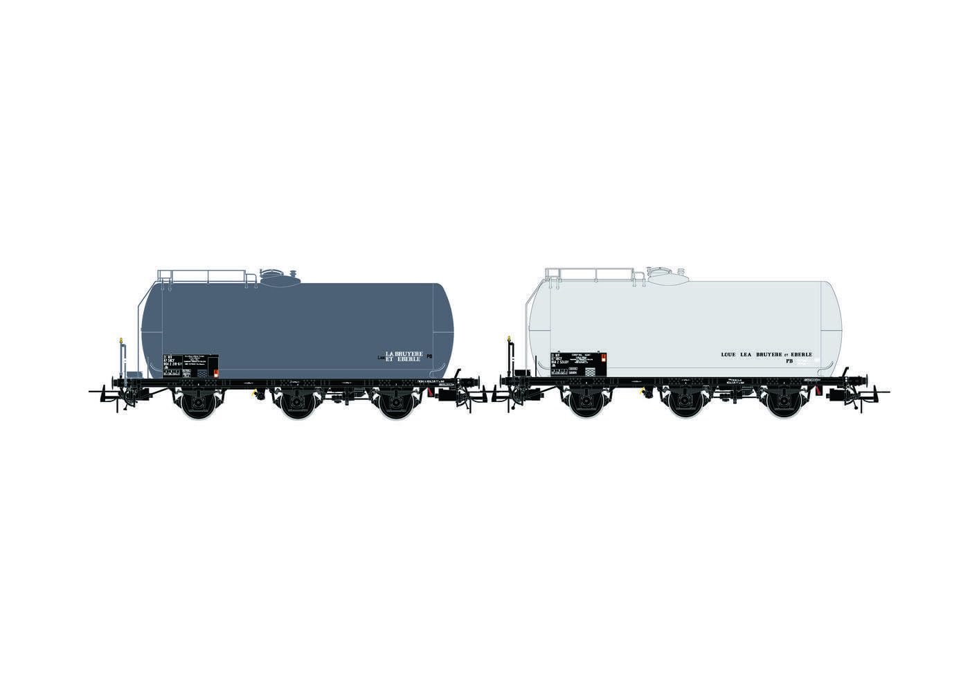 Jouef HJ6248 SNCF, 2-Unit Pack 3-axle Tank Wagons "Europ Rail S.G.M.F. / Bruyere et Eberlet", ep. IV Rolling Stock - Wagons, Grey