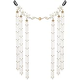 OIDIMS Elegant Flower Head Chain Crystal Headpiece for Women Boho Headbands Tassel Forehead Chain Hair Bands Headwear Headpieces Boho Hair Accessories Prom Wedding Bridal Jewelry Festival Outfits