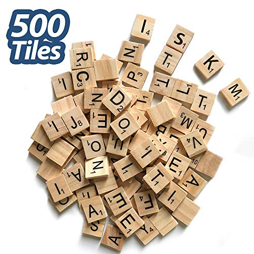500 Pcs Wood Tiles Letters 5 Complete Sets of Wood Tiles Perfect for
