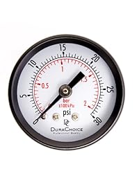 1 1 2" Utility Medidor de presión BLK. Acero 1 8" NPT Center Back 30psi