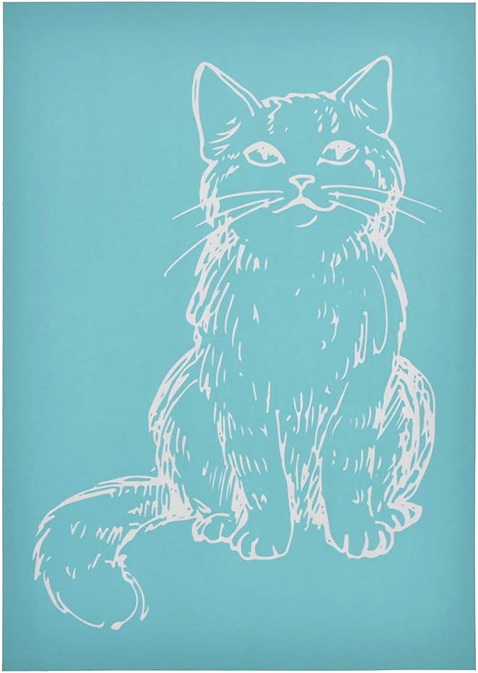 YeulionCraft DIY Self-Adhesive Silk Screen Printing Stencil Mesh Transfers for Decoration Wooden Board,T-Shirt,Ceramic Tile,Pillow Fabric,Painting, Cat