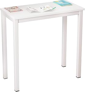 DlandHome 31.5 Inches Small Computer Desk for Home Office Folding Table Writing Table for Small Spaces Study Table Laptop Desk Black (White)