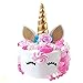 Unicorn Cake Toppers Handmade Set 27 PCS gold Horn With Balloons Ears Flowers and eyelash for Birthday baby shower Party wedding cake decorations (GOLD)