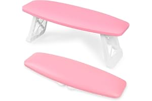 AMAZDIP 15.2 Inches Big Nail Arm Rest Hand Rest Stand, Nails Tech Must Have Supplies, Professional Foldable Soft Microfiber Leather Foot Hand Stand Cushion Pillow for Manicure Station, Pink
