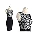 Janecrafts Elegant Pinup Floral Lace Colorblock Bodycon Pencil Shift Dress (M)