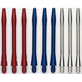 3 Sets of Winmau Aluminum Dart Shafts (9 Shafts) (Red/Blue/Silver, Ex-Short)