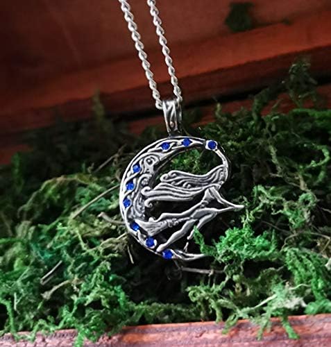 Schmuck Ketten Sumicorp Com Anhanger Hexe Freya Im Mond Zinn Mit Zirkonia Blau Mit Kette
