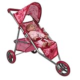 Doll Jogging Stroller - Pink Hearts Designed Jogging Stroller for Dolls