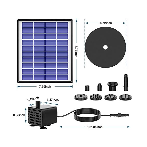 AISITIN-Solar-Fountain-Pump-65W-Panel-Backup-Solar-Water-Pump-Floating-Fountain-6-Nozzles-for-Bird-Bath-Fish-Tank-Pond-or-Garden-Decoration AISITIN 6.5W Solar Fountain Pump with1500mAh Battery Solar Water Pump Floating Fountain, 6 Nozzles, for Bird Bath, Fish…