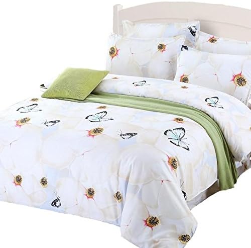 Ruhiku 3D Duvet Cover Print Pillow Cases Bed Sheets Vanilla French Butterfly (white)