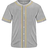 Mens Baseball Jersey Plain Baseball Jerseys Short Sleeve Button Shirt Blank Jersey Multiple Colors S-3XL