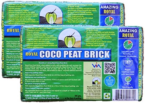 Royal Coco Peat Premium Organic Coconut Coir Peat Moss Soil Conditioner/Substitute (350G Coco Block (2PK))
