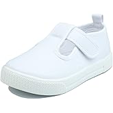 LAWBUCE Toddler Girls T-Strap Sneakers Kids Mary Jane Canvas Shoes