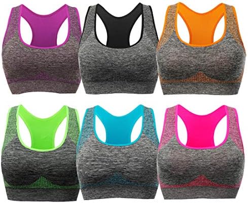LYKOXA Sports Bra, Padded Seamless Racerback Sports Bras for Women - Workout Yoga Gym Fitness Activewear Bra