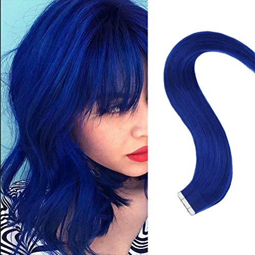 Runature Womens Mens 10pcs Blue Hair Extensions 14 Inch Silky