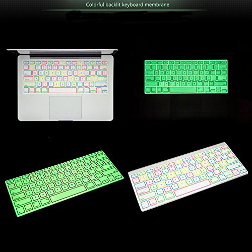 XSKN Night Luminous Silicone Laptop Keyboard Skin Cover for Macbook Air 13, Macbook Pro 13 15 inch, US Layout