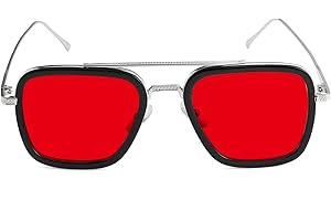 Tony Stark Sunglasses Vintage Square Metal Frame Eyeglasses for Men Women - Iron Man and Spider-Man Sun Glasses