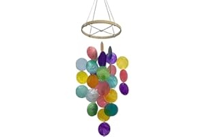 Floweringbeter Natural Shell Wind Chime with Handmade Coastal Design for Relaxing Indoor and Outdoor Ambiance (Colorful)