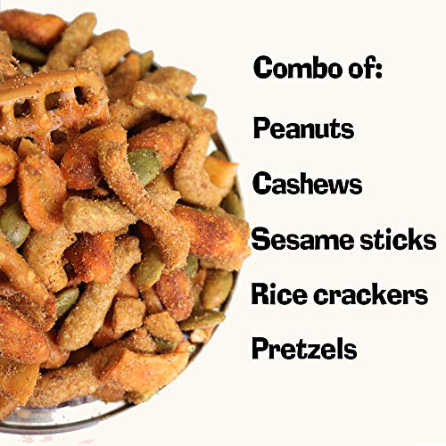 ASS KICKIN' Habanero Pepper Spicy Hot Peanut Snack Mix - 12oz - Hot Peanuts, Cashews, Rice Crackers, Sesame Sticks and Pretzels - Ultimate Spicy Gourmet Gift Peanuts - Try if you dare! - Thumbnail 2