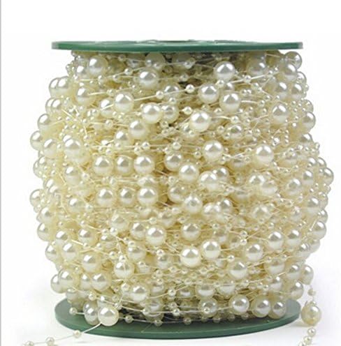 Krismile 200 Feet Roll Ivory Pearl String Party Garland Wedding Centerpieces Bridal Bouquet Decoration/t Ivory Pearl String Bead Garland Wedding Decoration DIY Table Centerpieces Bridal Shower Party Supplies