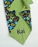 Personalize Double Minky Baby Blanket - Dinosaur Minky Front, You Choose SOLID COLOR minky