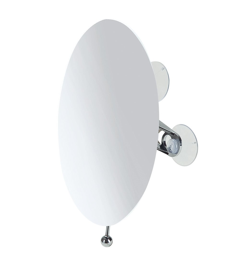 move Mirrors – oval mirror with suction cups and 5 x magnification Ø 15 x 20 cm made of stainless steel, silver