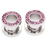 PiercingJ Punk Rhinestone Crystal Screw Tunnels Ear Expander Stretch 0g Plugs Pi...