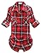 Match Womens Button Down Flannel Plaid Shirts roll up Long Sleeve Shackets Business Blouse Top