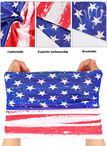 Blue and white patterned face cowl with a design of a face and neck.