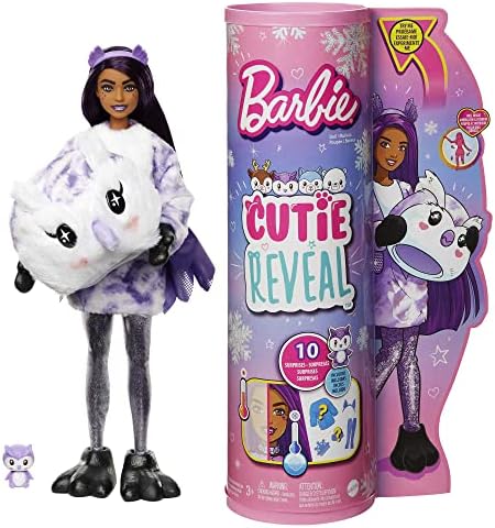 Barbie Cutie Reveal Snowflake Sparkle Series Doll with Owl Plush