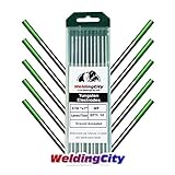 WeldingCity 10-pk Premium TIG Welding Tungsten Electrode Rod Pure (Green, EWP) 1/16