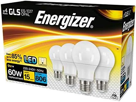 Energizer GLS Replacement LED Bulb 4 Pack (Warm White E27, 60W), (ENGS14057), 4 Count (Pack of 1)