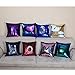 Wonder4 Sequin Pillow Case 16x16 inches Reversible Cushion Cover Change Color Cotton Linen Couch Mermaid Throw Pillow Cover with Insert for Decoration (Purple & Blue)