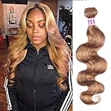 Top Hair Peruvian Body Wave Weave Hair one Bundle Dark Blonde #27 Virgin Human Hair Wefts Hair Extensions Deal with 100% Human Hair Extensions 20 inch