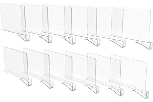 BTSD-home Shelf Dividers for Closet Organization Clear Acrylic Closet Separator for Wooden Shelves Closet Dividers for Shelf Organizer (6 Pack)