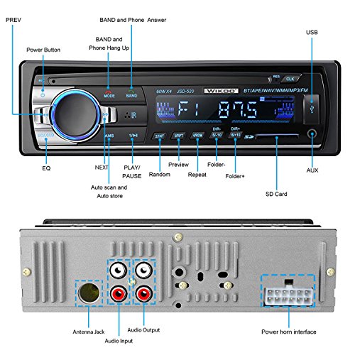 Digital Car Stereo - Wikoo Single-Din Bluetooth Car Stereo In Dash with Remote Control - Receivers USB/SD/Audio - MP3 Player/FM Radio, Supports Hands Free Calling