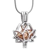 Cremation Jewelry Lotus Flower Urn Necklaces Ashes Stainless Steel Memorial Ash Pendant Necklaces Jewelry Memory of Lost Loved for Men Women Gifts