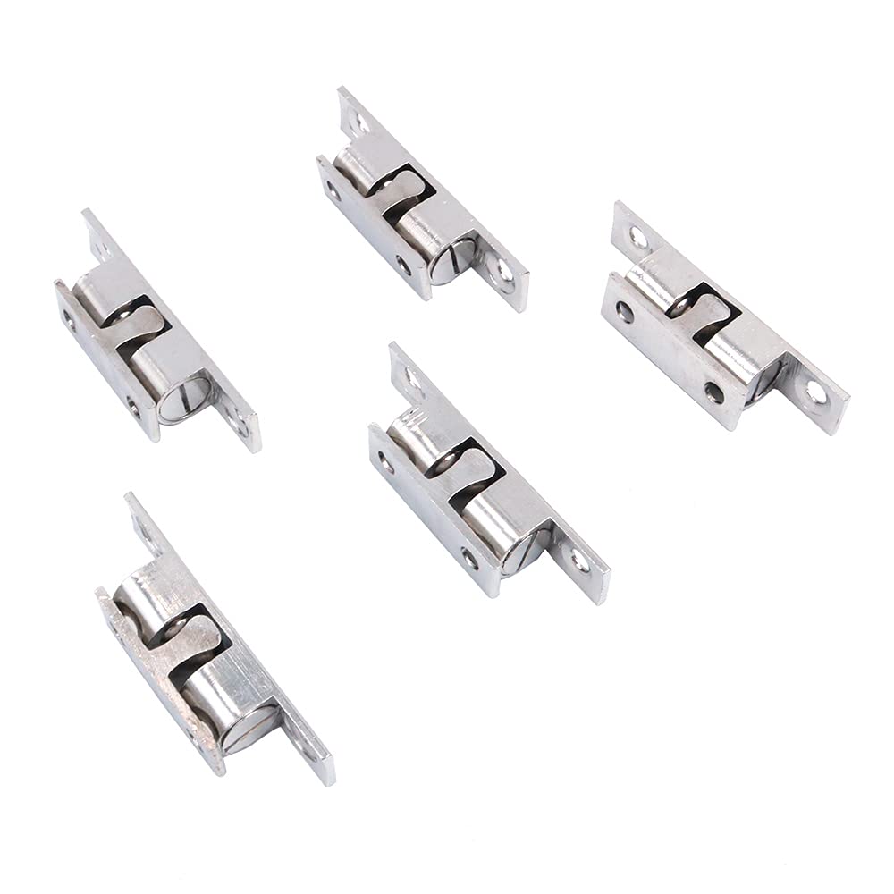 Shiwaki 5pcs Ball Catch Nickel plated Adjustable Double Ball Tension Roller Catch Latch Hardware Fitting for Cabinet Closet Furniture Door(70MM)