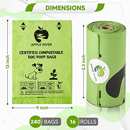 Apple River Compostable Dog Poop Bags 240Count Eco Friendly Dog Poop