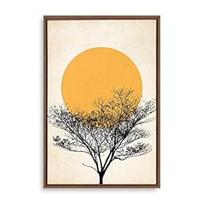 Framed Canvas Home Artwork Decoration Nordic Style Moon Canvas Wall Art for Living Room, Bedroom - 16x24 inches