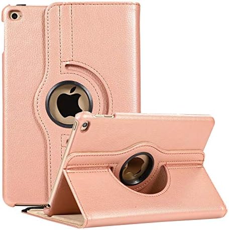 Case for iPad Mini 5, SorbSun 360 Degree Rotating PU Leather Cartoon Style Multi-Angle Stand Protective Folio Cover Case for iPad Mini 5 2019 Model, Rose Gold
