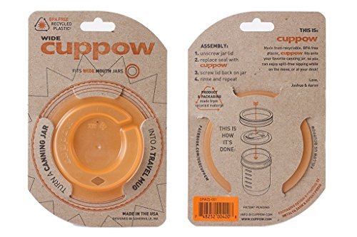Cuppow Wide Mouth Mason Canning Jar Drinking Lid Orange by Cuppow